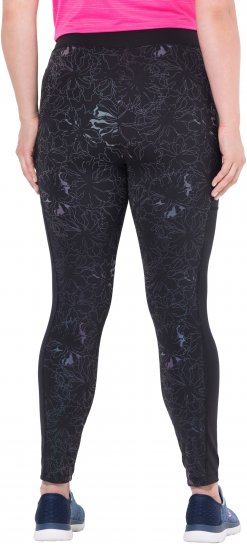 Ulla Popken Quick Drying Flower Print Leggings Black - Naisten farkut ja housut isot koot - 