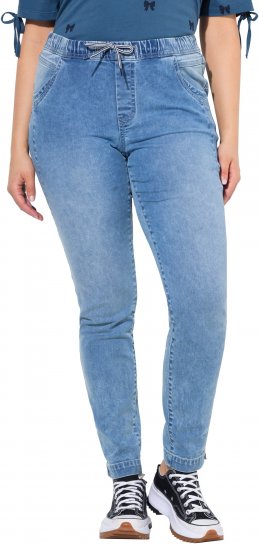 Ulla Popken Drawstring Jeggings Blue Denim - Naisten farkut ja housut isot koot - 