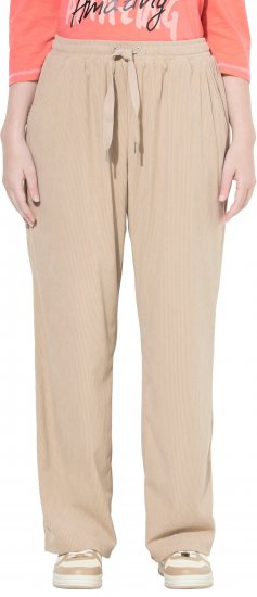 Ulla Popken Corduroy Elastic Waist Pants Brown - Naisten farkut ja housut isot koot - 