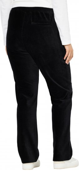Ulla Popken Corduroy Elastic Waist Pants Black - Naisten farkut ja housut isot koot - 
