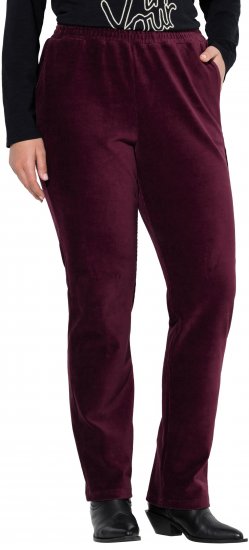 Ulla Popken Corduroy Elastic Waist Pants Brown - Naisten farkut ja housut isot koot - 
