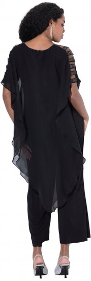 Ulla Popken Layered Chiffon Wrap Jumpsuit Grey - Naisten farkut ja housut isot koot - 