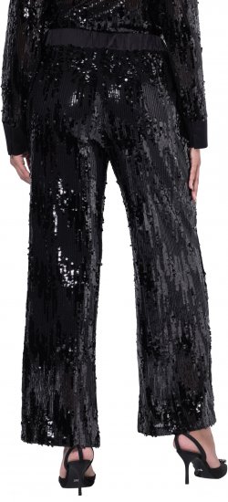 Ulla Popken Sequined Elastic Waist Pants Black - Naisten farkut ja housut isot koot - 