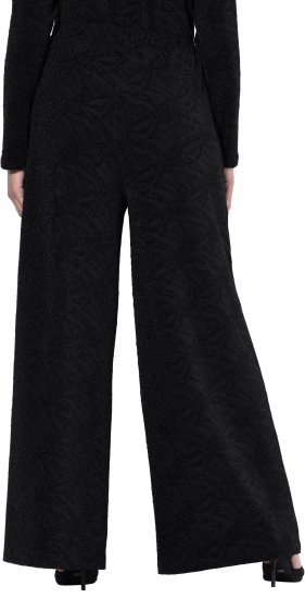 Ulla Popken Wide Leg Elastic Waist Glitter Pants Black - Naisten farkut ja housut isot koot - 