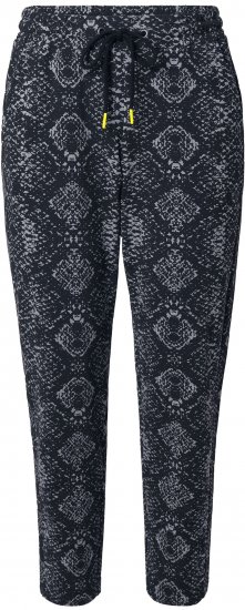 Ulla Popken Snake Print Elastic Waist Joggers Black - Naisten farkut ja housut isot koot - 
