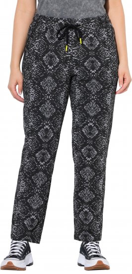 Ulla Popken Snake Print Elastic Waist Joggers Black - Naisten farkut ja housut isot koot - 