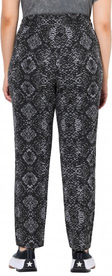 Ulla Popken Snake Print Elastic Waist Joggers Black - Naisten farkut ja housut isot koot - 