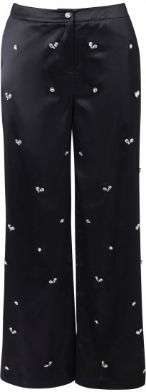 Ulla Popken Rhinestone Detail Comfort Waist Pants Black - Naisten farkut ja housut isot koot - 