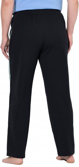 Ulla Popken Side Stripe Elastic Waist Joggers Black - Naisten farkut ja housut isot koot - 