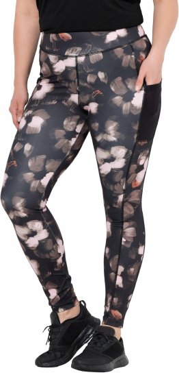 Ulla Popken Abstract Print Quick Dry Sports Leggings Black - Naisten farkut ja housut isot koot - 