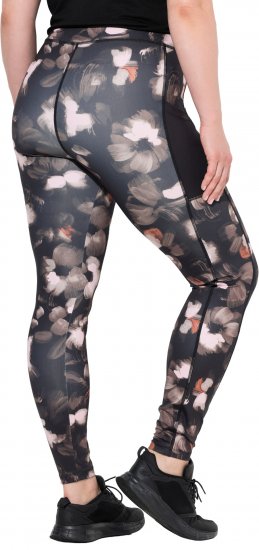 Ulla Popken Abstract Print Quick Dry Sports Leggings Black - Naisten farkut ja housut isot koot - 