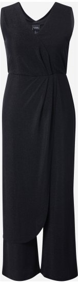 Ulla Popken Draped Sleeveless Glitter Jumpsuit Navy - Farkut & Housut Isoissa Koissa – Plus Size - 