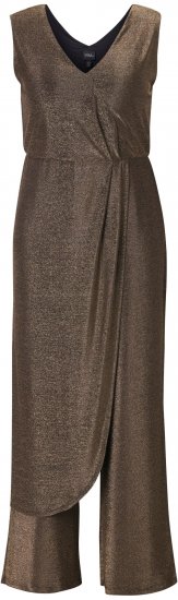 Ulla Popken Draped Sleeveless Glitter Jumpsuit Pearl White - Farkut & Housut Isoissa Koissa – Plus Size - 