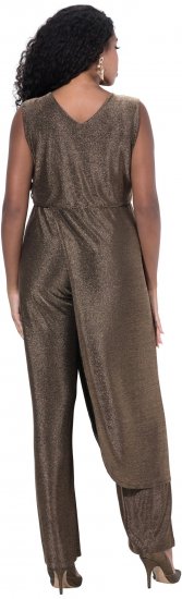 Ulla Popken Draped Sleeveless Glitter Jumpsuit Pearl White - Farkut & Housut Isoissa Koissa – Plus Size - 