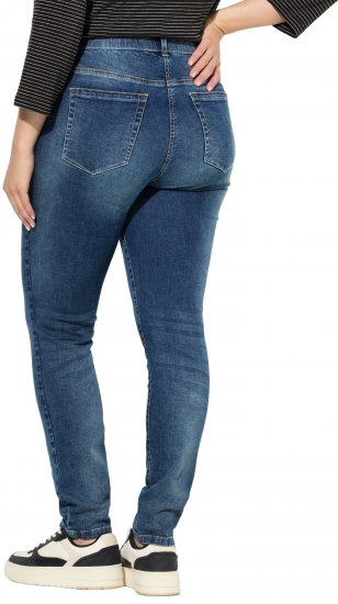 Ulla Popken Decorative Stitched Slim Leg Stretch Fit Jeans Blue Denim - Naisten farkut ja housut isot koot - 