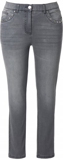 Ulla Popken Rivet Studded Stretch Fit Jeans Grey Denim - Naisten farkut ja housut isot koot - 