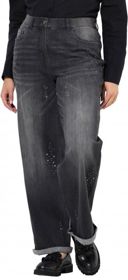 Ulla Popken Rivet Studded Stretch Fit Jeans Black - Naisten farkut ja housut isot koot - 
