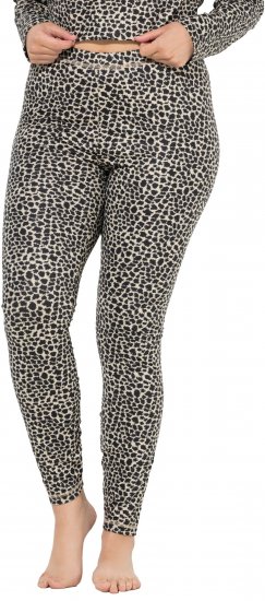Ulla Popken Leopard Print Ski Leggings Black - Naisten farkut ja housut isot koot - 