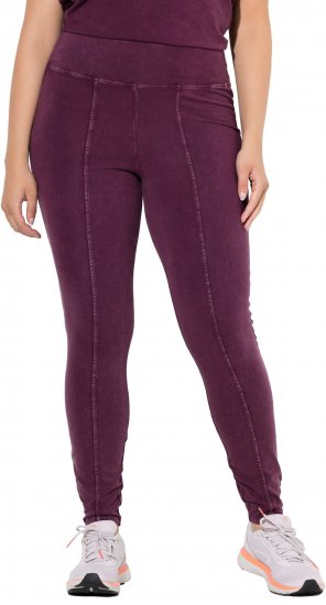 Ulla Popken Acid Wash Decorative Seam Leggings Purple - Naisten farkut ja housut isot koot - 