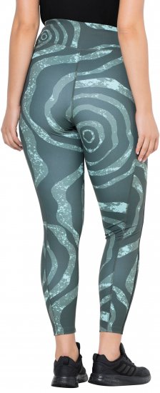 Ulla Popken Quick Drying Ripple Print Sport Leggings Black - Naisten farkut ja housut isot koot - 