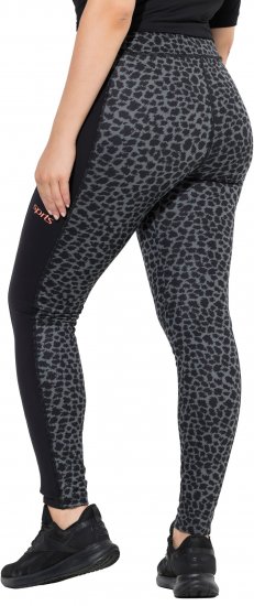Ulla Popken Quick Drying Leopard Print Sport Leggings Black - Naisten farkut ja housut isot koot - 