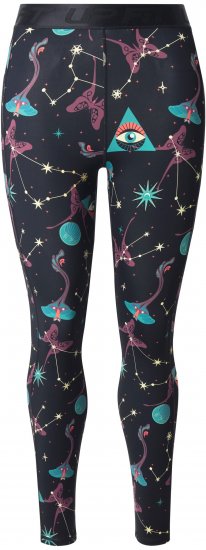 Ulla Popken Quick Drying Celestial Print Sport Leggings Black - Naisten farkut ja housut isot koot - 