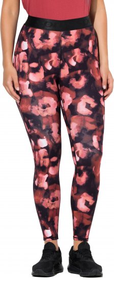 Ulla Popken Abstract Flower Print Performance Leggings Red - Naisten farkut ja housut isot koot - 