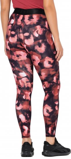 Ulla Popken Abstract Flower Print Performance Leggings Red - Naisten farkut ja housut isot koot - 