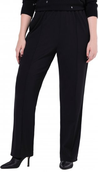 Ulla Popken Rose Wide Leg Stretch Waist Trousers Black - Naisten farkut ja housut isot koot - 