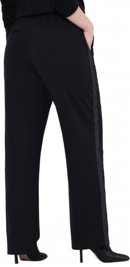 Ulla Popken Rose Wide Leg Stretch Waist Trousers Black - Naisten farkut ja housut isot koot - 