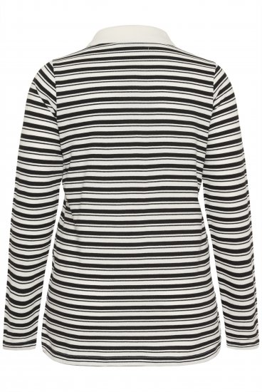 Kaffe Curve Miana Long Sleeve Polo Chalk with Black Stripe - Pikeepaidat - 