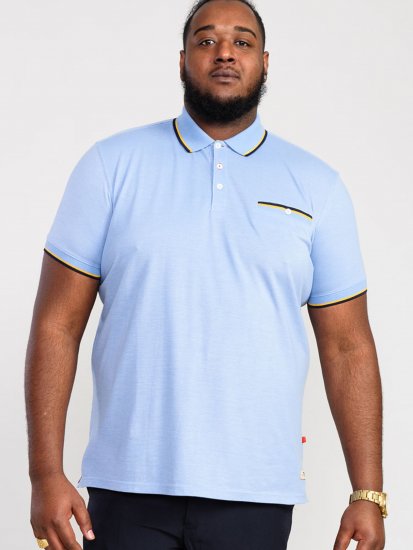 D555 Talbot Pique with Jacquard Collar Polo Shirt Blue - Pikeepaidat - Miesten isot pikeepaidat