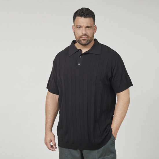 North Latitude 61329 Neulottu Lyhythihainen Poolopaita Musta - Pikeepaidat - Miesten isot pikeepaidat