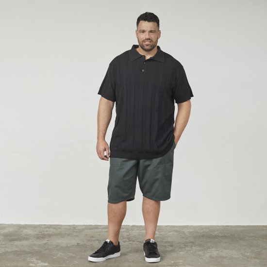 North Latitude 61329 Neulottu Lyhythihainen Poolopaita Musta - Pikeepaidat - Miesten isot pikeepaidat