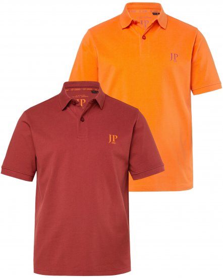 JP1880 Polo Shirts 2-pack Piqué Red Orange - Pikeepaidat - Miesten isot pikeepaidat
