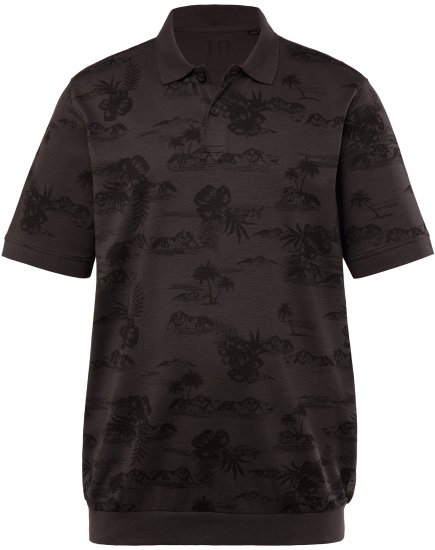 JP1880 Pique with All-over Print Polo Shirt TALL Black - TALL pikeepaidat - TALL-pikeepaidat pitkille miehille