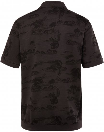 JP1880 Pique with All-over Print Polo Shirt TALL Black - TALL pikeepaidat - TALL-pikeepaidat pitkille miehille