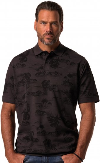 JP1880 Pique with All-over Print Polo Shirt TALL Black - TALL pikeepaidat - TALL-pikeepaidat pitkille miehille
