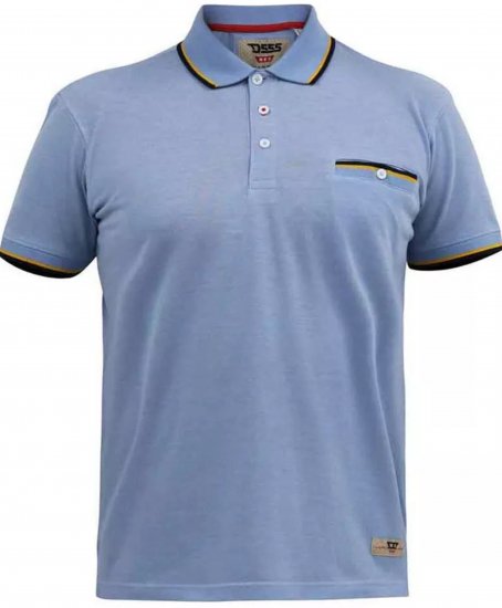 D555 Talbot Pique with Jacquard Collar Polo Shirt Blue - Pikeepaidat - Miesten isot pikeepaidat
