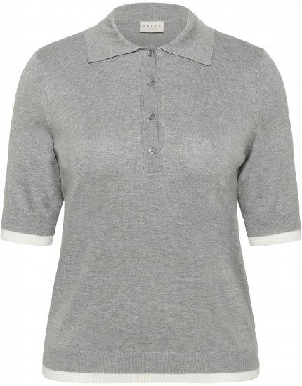 Kaffe Curve Lizzy Contrast Knitted Polo Grey Melange - Pikeepaidat - 