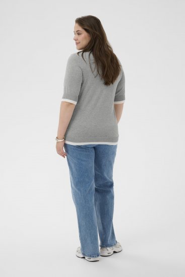 Kaffe Curve Lizzy Contrast Knitted Polo Grey Melange - Pikeepaidat - 