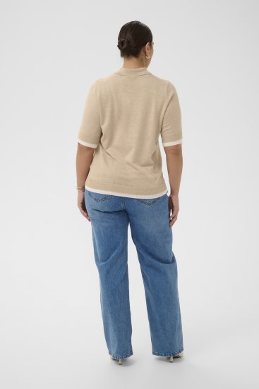 Kaffe Curve Lizzy Contrast Knitted Polo Feather Grey Melange - Pikeepaidat - 