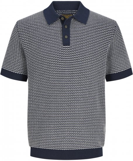 Jack & Jones Blukingsley Knitted Short Sleeve Polo Navy - Kauluspaidat - Miesten isot kauluspaidat 2XL – 8XL