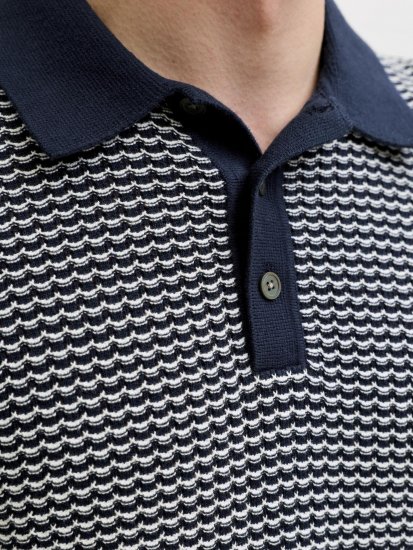 Jack & Jones Blukingsley Knitted Short Sleeve Polo Navy - Kauluspaidat - Miesten isot kauluspaidat 2XL – 8XL