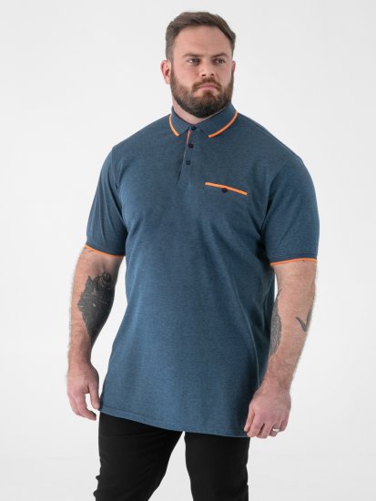 D555 Harvey Pique with Jacquard Collar & Cuffs Polo Teal - Pikeepaidat - Miesten isot pikeepaidat