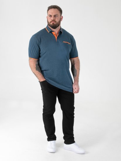 D555 Harvey Pique with Jacquard Collar & Cuffs Polo Teal - Pikeepaidat - Miesten isot pikeepaidat