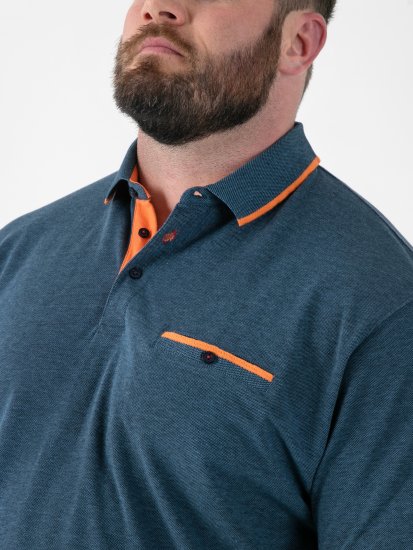 D555 Harvey Pique with Jacquard Collar & Cuffs Polo Teal - Pikeepaidat - Miesten isot pikeepaidat