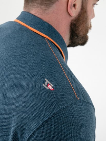 D555 Harvey Pique with Jacquard Collar & Cuffs Polo Teal - Pikeepaidat - Miesten isot pikeepaidat