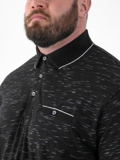 D555 Murphy Jacquard Collar And Cuff With Chest Pocket Polo Black - Pikeepaidat - Miesten isot pikeepaidat