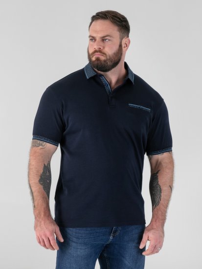 D555 Barret Interlock Jacquard Collar & Cuffs Polo Navy - Pikeepaidat - Miesten isot pikeepaidat